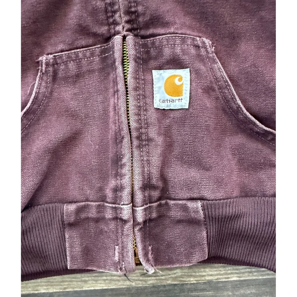 Rare Vintage Carhartt Active Worker Jacket Coat Burgandy Plum 2T 1990s 2000